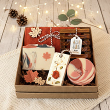 Load image into Gallery viewer, Canadian Christmas Self Care Gift Box showcasing sustainable and indulgent wellness products by Woods and Mosses.