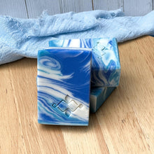 Load image into Gallery viewer, Ocean Wave Artisan Soap – Blue and white handcrafted bar made in Canada with plant-based ingredients.