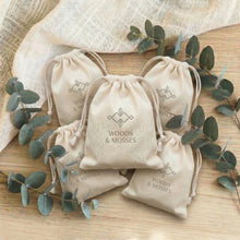 Load image into Gallery viewer, Five heart-shaped mini soaps packaged in drawstring cotton bags, handmade guest gift option