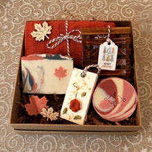 Load image into Gallery viewer, Canadian Christmas Self Care Gift Box showcasing sustainable and indulgent wellness products by Woods and Mosses.