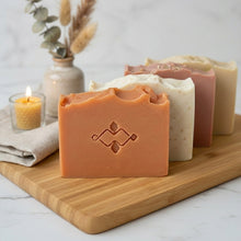 Load image into Gallery viewer, orange handmade soap bar with textured top from minimalist soap set
