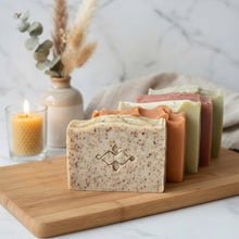 Load image into Gallery viewer, exfoliating natural soap bar with speckled texture from organic gift set