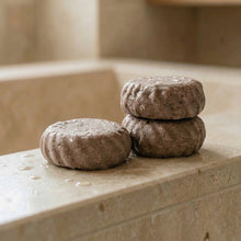 Load image into Gallery viewer, Three round rosemary mint shampoo bars for men.
