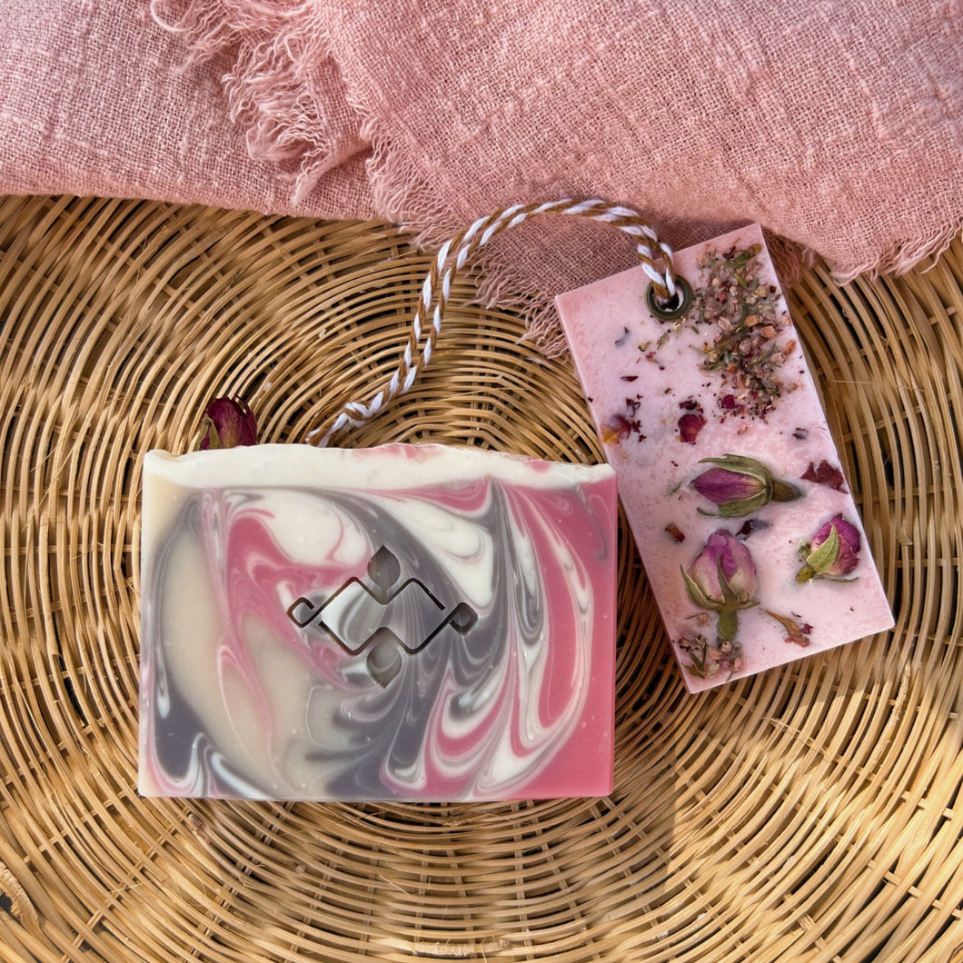 Rose Duo Gift Set: Artisan Soap Bar & Wax Sachet - Woods and Mosses