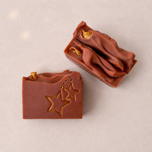 Charger l'image dans la galerie, Three Christmas Eve soap bars showing gold star decoration and sculpted tops